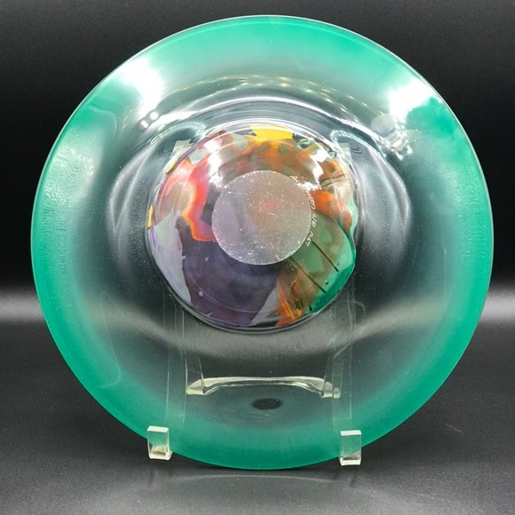 Vintage Amy Roberts Hand Blown Green Opalecent Bowl Pilchuck Glass 1981 Signed - Picture 3 of 12